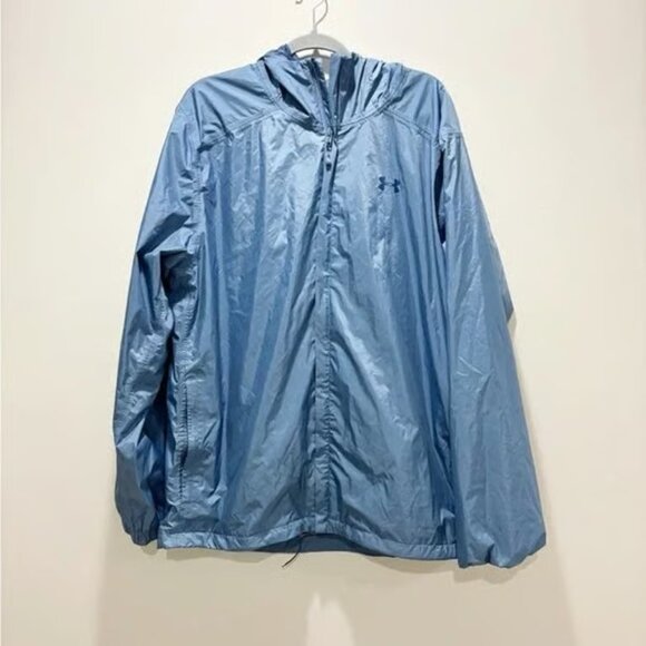 UNDER ARMOUR • Men’s Bora Rain Jacket Blue Hooded Loose Fit Size XXL